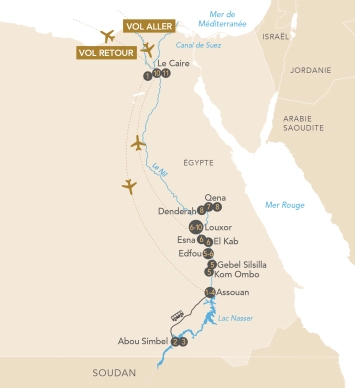 Itinéraire Croisière sur le Nil & Splendeurs d'Égypte