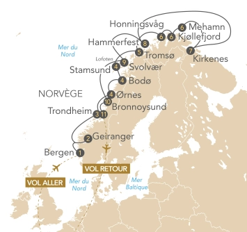 Itinéraire Entre fjords et mythes, croisière au coeur des merveilles de Norvège