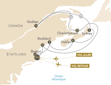 Itinéraire Croisière de la Nouvelle-Angleterre aux merveilles Canadiennes