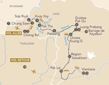 Itinéraire Croisière sur le Mékong : joyaux du Laos