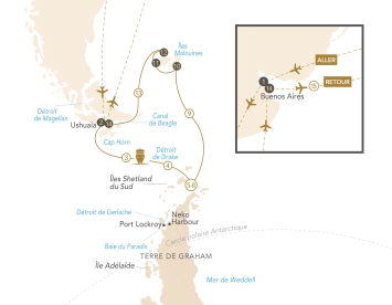 Itinéraire Exploration au bout du monde : Antarctique & Malouines