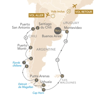 Itinéraire Entre Patagonie et Terre de Feu : les terres australes en croisière